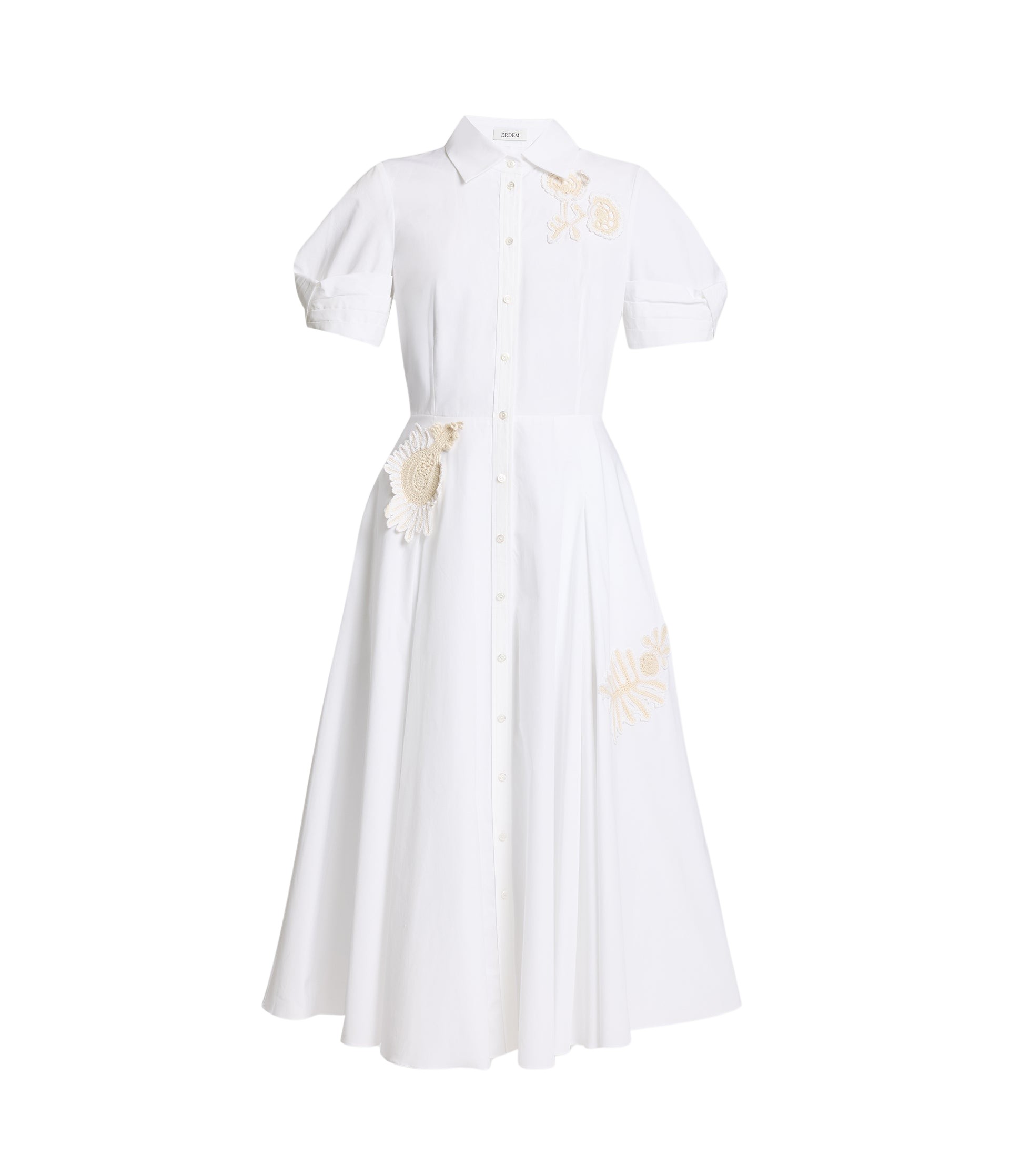 Erdem Appliqué Cotton Midi Shirt Dress