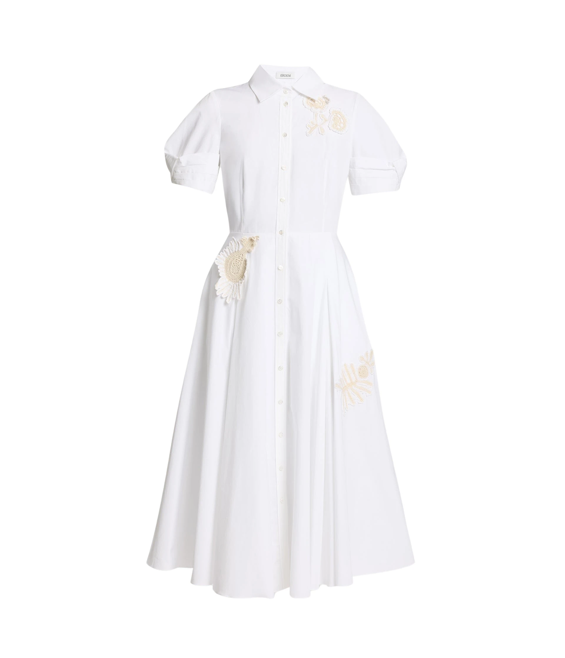 Erdem-Applique-Cotton-Midi-Shirt-Dress-coveti96068_nobg Erdem Appliqué Cotton Midi Shirt Dress - Dresses - British Romantic Luxury at Coveti