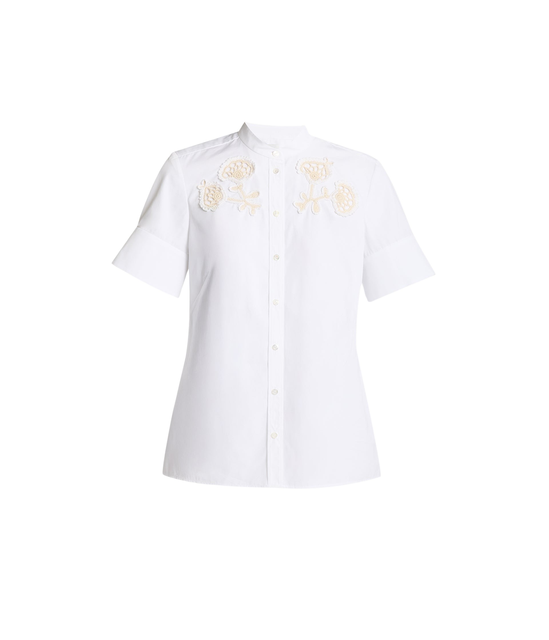 Erdem Appliqué Cotton Poplin Short Sleeve Shirt