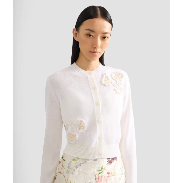 Erdem Appliqué Merino Wool Cardigan - Knitwear - British Romantic Luxury at Coveti