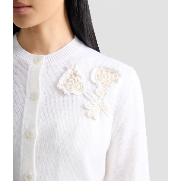 Erdem Appliqué Merino Wool Cardigan - Knitwear - British Romantic Luxury at Coveti