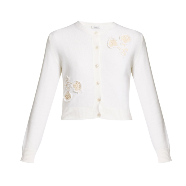 Erdem Appliqué Merino Wool Cardigan - Knitwear - British Romantic Luxury at Coveti