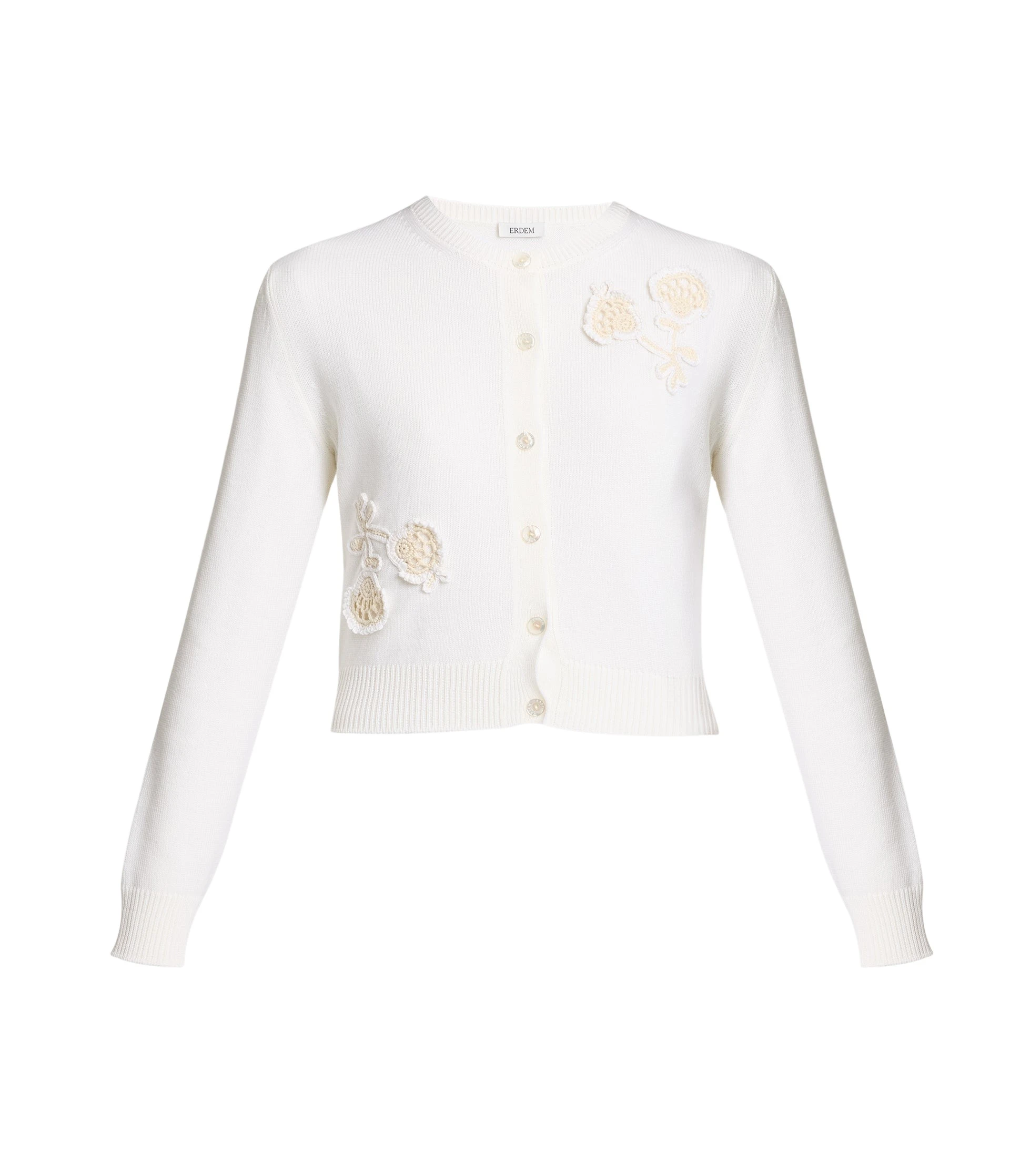 Erdem-Applique-Merino-Wool-Cardigan-coveti11844_nobg Erdem Appliqué Merino Wool Cardigan - Knitwear - British Romantic Luxury at Coveti