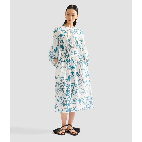 Erdem Botanical Print Cotton Linen Midi Dress - Dresses - British Romantic Luxury at Coveti