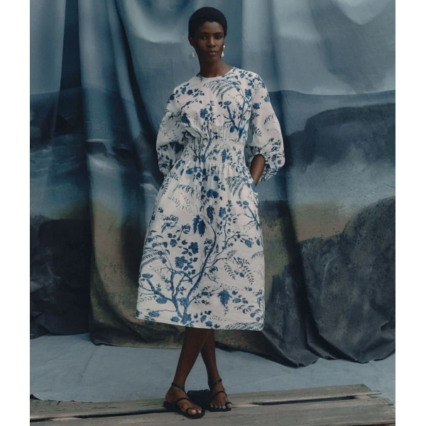 Erdem Botanical Print Cotton Linen Midi Dress - Dresses - British Romantic Luxury at Coveti