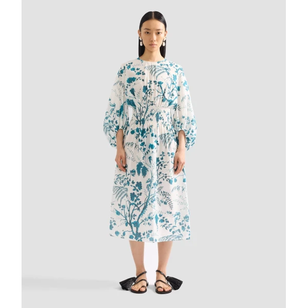 Erdem Botanical Print Cotton Linen Midi Dress - Dresses - British Romantic Luxury at Coveti