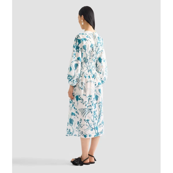 Erdem Botanical Print Cotton Linen Midi Dress - Dresses - British Romantic Luxury at Coveti
