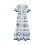 Erdem Botanical Print Cotton Linen Tiered Midi Shirt Dress - Dresses - British Romantic Luxury at Coveti