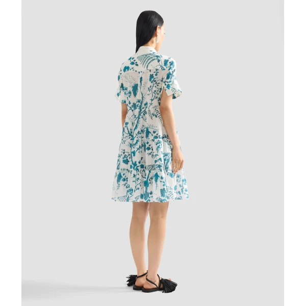 Erdem Botanical Print Cotton Linen Tiered Mini Dress - Dresses - British Romantic Luxury at Coveti