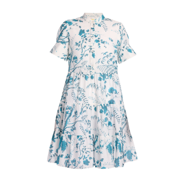 Erdem Botanical Print Cotton Linen Tiered Mini Dress - Dresses - British Romantic Luxury at Coveti