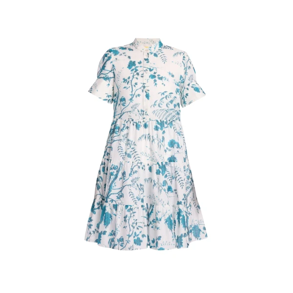 Erdem Botanical Print Cotton Linen Tiered Mini Dress - Dresses - British Romantic Luxury at Coveti