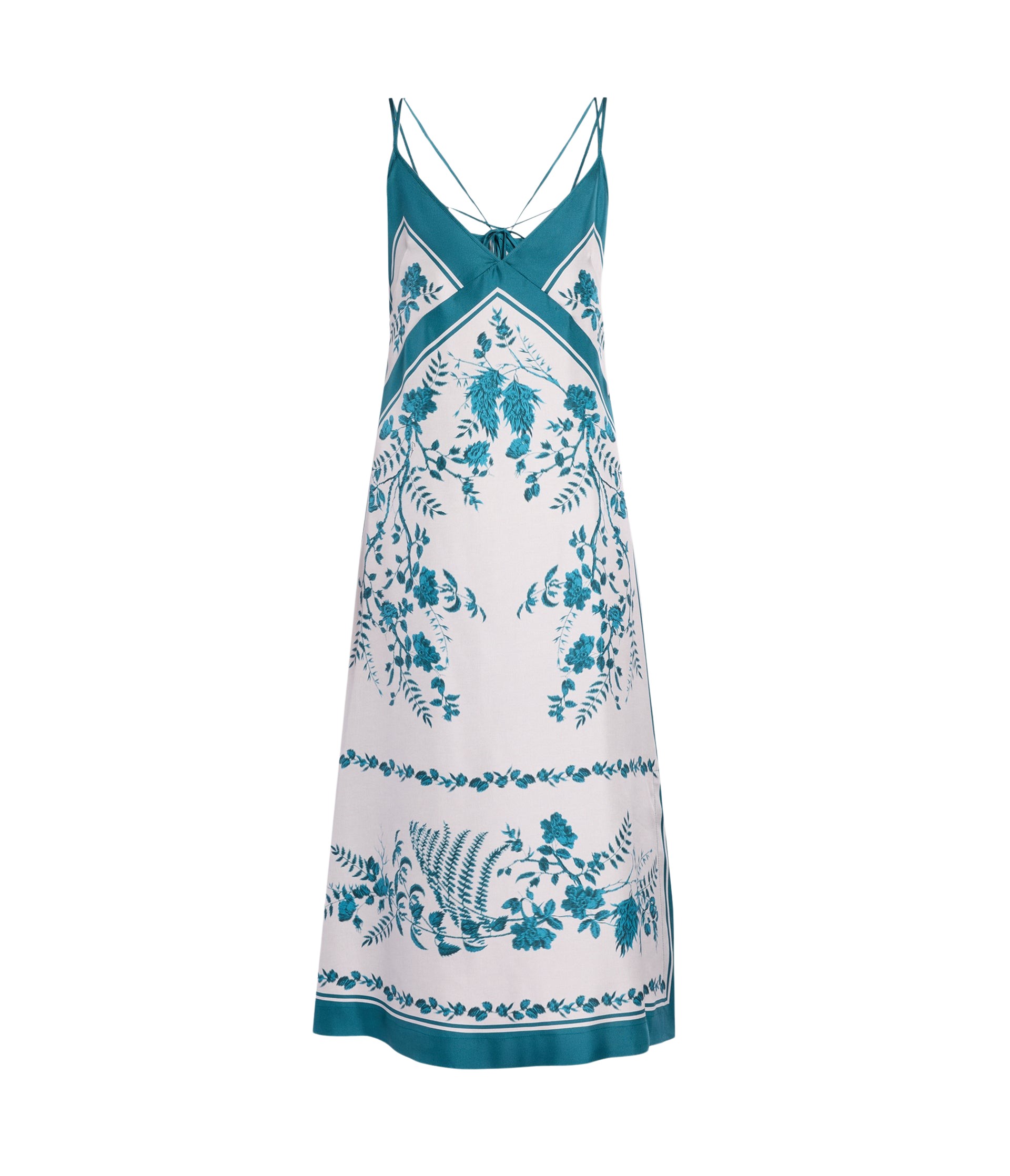 Erdem Botanical Print Silk Twill Midi Slip Dress