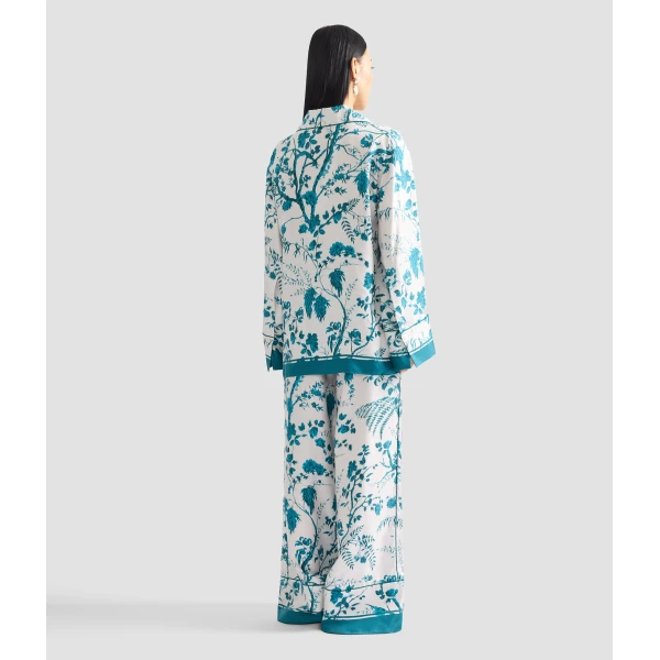 Erdem Botanical Print Silk Twill Pyjama Shirt - Loungewear - British Romantic Luxury at Coveti