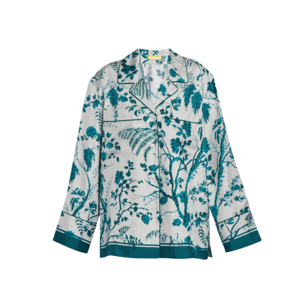 Erdem Botanical Print Silk Twill Pyjama Shirt - Loungewear - British Romantic Luxury at Coveti