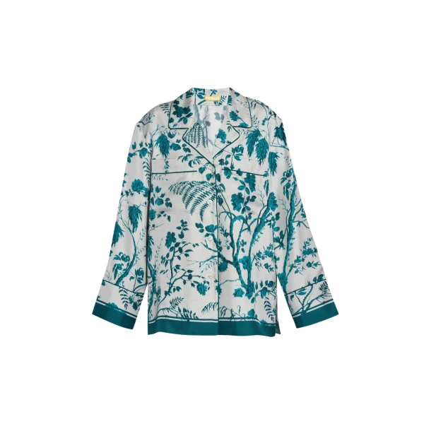 Erdem Botanical Print Silk Twill Pyjama Shirt - Loungewear - British Romantic Luxury at Coveti
