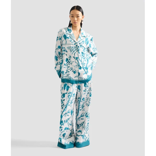 Erdem Botanical Print Silk Twill Pyjama Trouser - Loungewear - British Romantic Luxury at Coveti