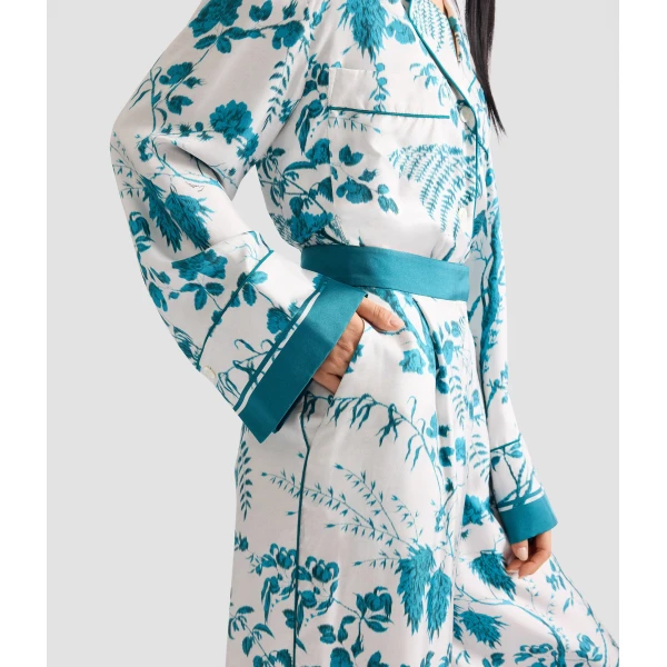 Erdem Botanical Print Silk Twill Pyjama Trouser - Loungewear - British Romantic Luxury at Coveti