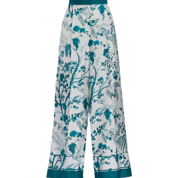 Erdem Botanical Print Silk Twill Pyjama Trouser - Loungewear - British Romantic Luxury at Coveti
