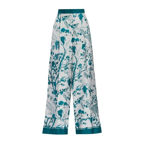 Erdem Botanical Print Silk Twill Pyjama Trouser - Loungewear - British Romantic Luxury at Coveti