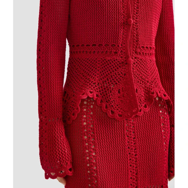 Erdem Cotton Crochet Peplum Cardigan - Knitwear - British Romantic Luxury at Coveti