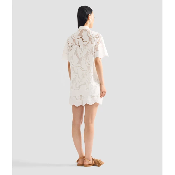 Erdem Cotton Cutwork Short Sleeve Shirt - Tops - British Romantic Luxury at Coveti