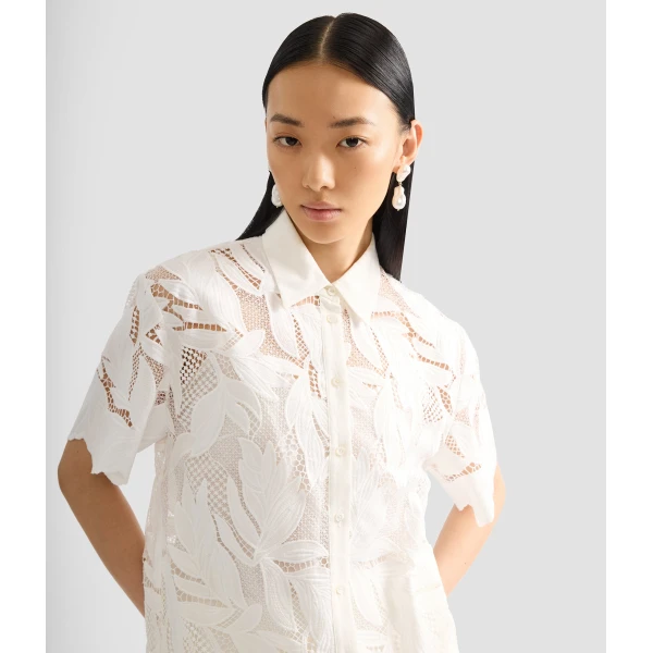 Erdem Cotton Cutwork Short Sleeve Shirt - Tops - British Romantic Luxury at Coveti