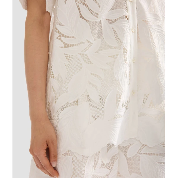 Erdem Cotton Cutwork Short Sleeve Shirt - Tops - British Romantic Luxury at Coveti
