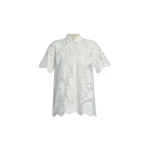 Erdem Cotton Cutwork Short Sleeve Shirt - Tops - British Romantic Luxury at Coveti