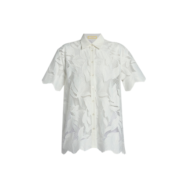 Erdem Cotton Cutwork Short Sleeve Shirt - Tops - British Romantic Luxury at Coveti
