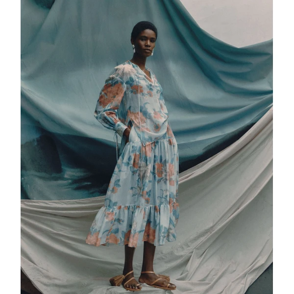 Erdem Cotton Silk Voile Long Sleeve Blouse - Tops - British Romantic Luxury at Coveti
