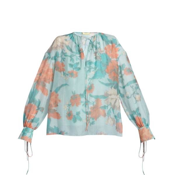 Erdem Cotton Silk Voile Long Sleeve Blouse - Tops - British Romantic Luxury at Coveti