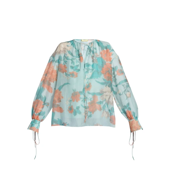 Erdem Cotton Silk Voile Long Sleeve Blouse - Tops - British Romantic Luxury at Coveti
