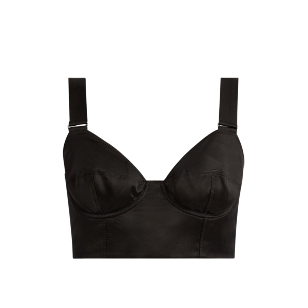 Erdem Crepe Black Satin Bralet - Tops - British Romantic Luxury at Coveti