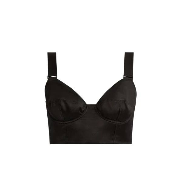 Erdem Crepe Black Satin Bralet - Tops - British Romantic Luxury at Coveti