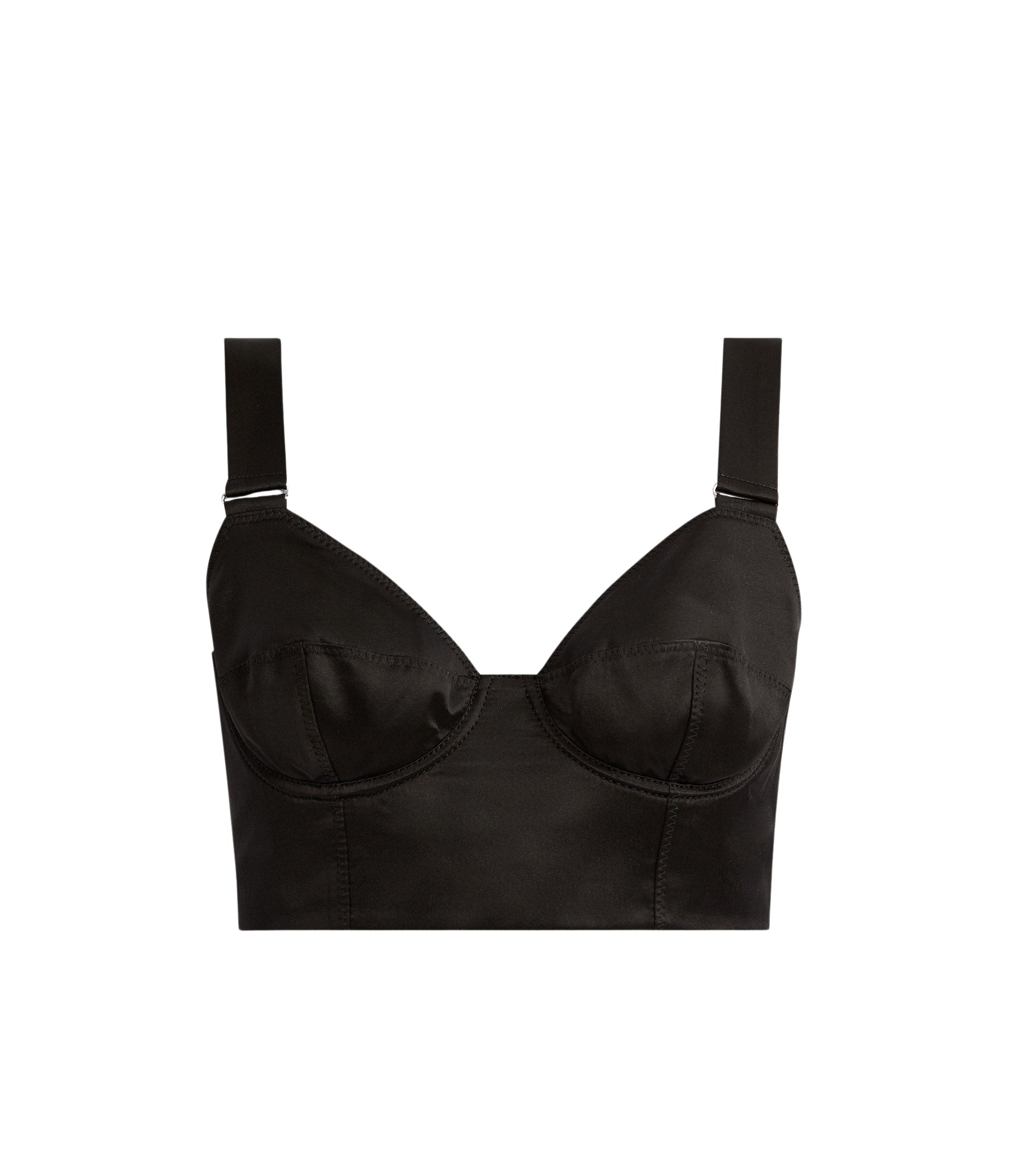 Erdem Crepe Black Satin Bralet Top