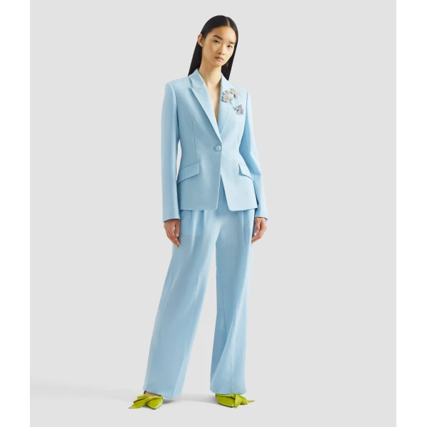 Erdem Crepe Wide Leg Trouser - Pants - British Romantic Luxury at Coveti