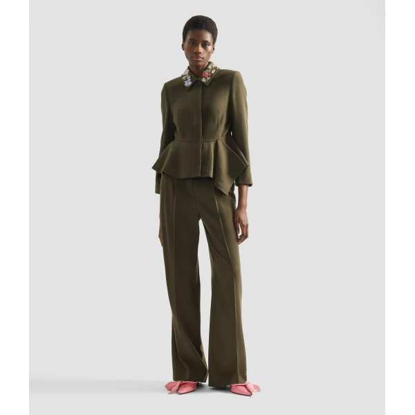 Erdem Crepe Wide Leg Trouser - Pants - British Romantic Luxury at Coveti
