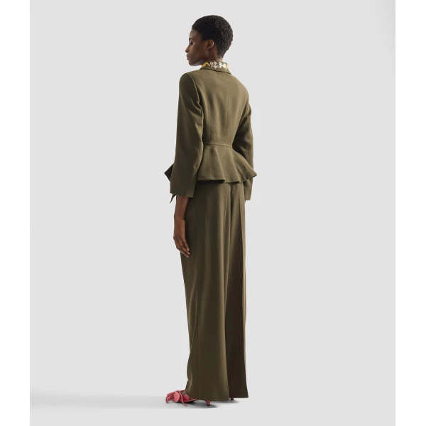 Erdem Crepe Wide Leg Trouser - Pants - British Romantic Luxury at Coveti