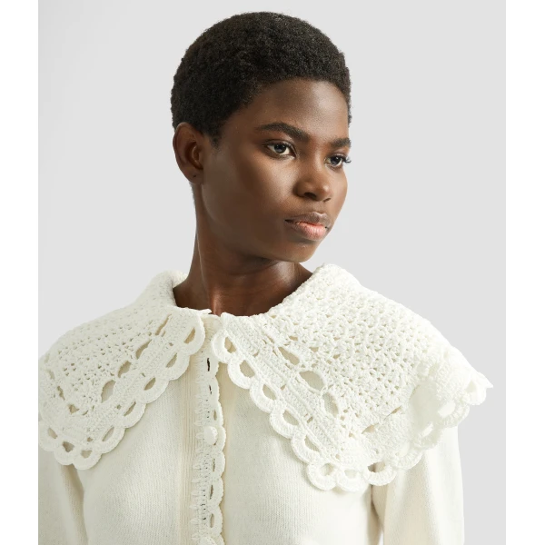 Erdem Crew Neck Cardigan - Knitwear - British Romantic Luxury at Coveti