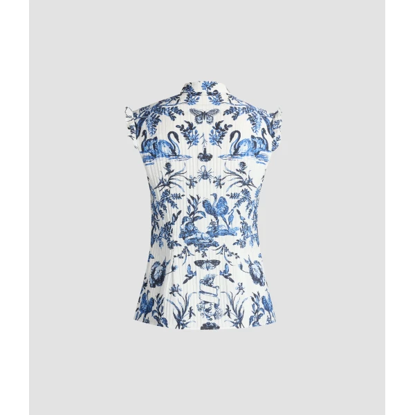 Erdem Crinkled Jacquard Sleeveless Shirt - Tops - British Romantic Luxury at Coveti