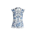 Erdem Crinkled Jacquard Sleeveless Shirt - Tops - British Romantic Luxury at Coveti