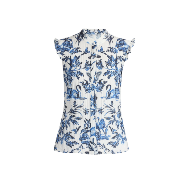 Erdem Crinkled Jacquard Sleeveless Shirt - Tops - British Romantic Luxury at Coveti