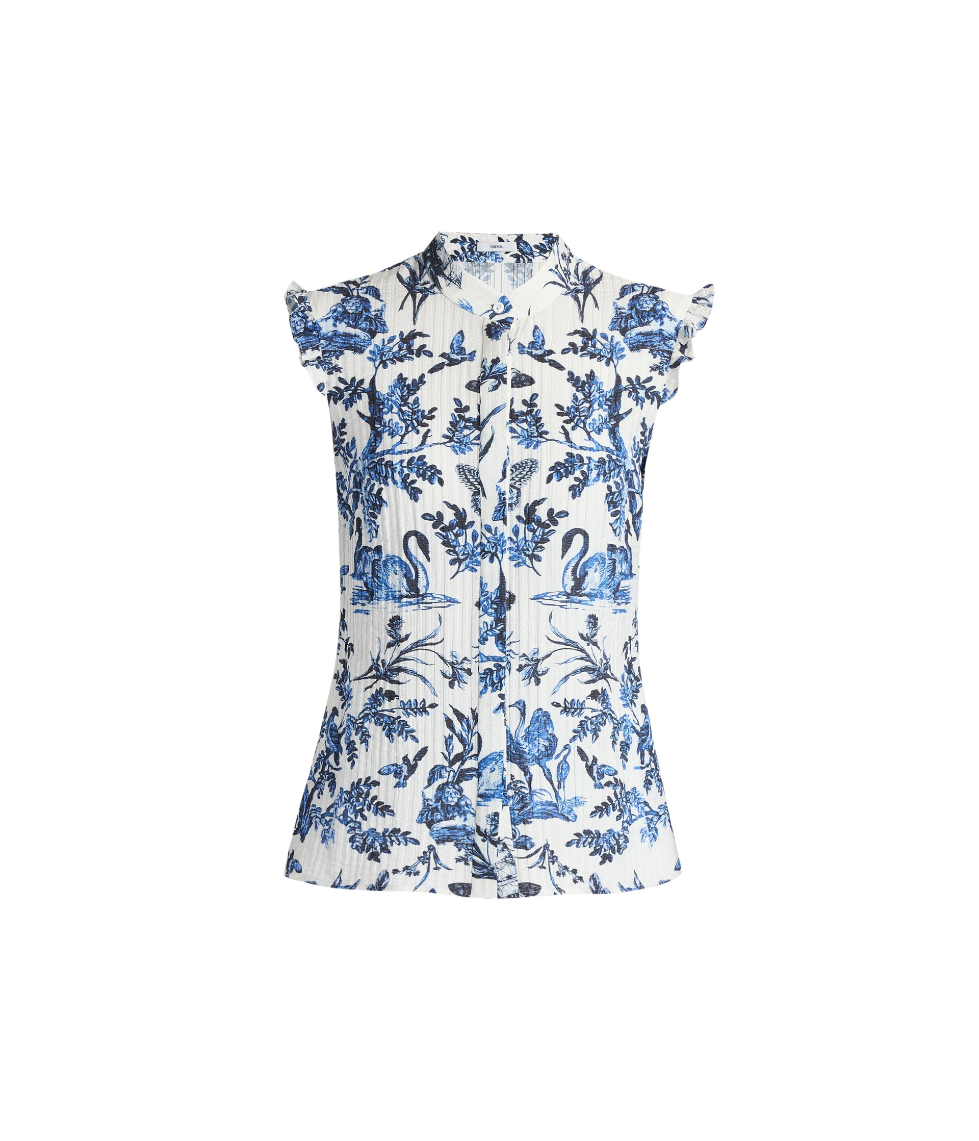 Erdem Crinkled Jacquard Sleeveless Shirt