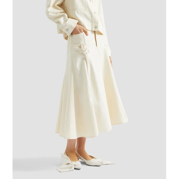 Erdem Denim Flared Midi Skirt - Skirts - British Romantic Luxury at Coveti