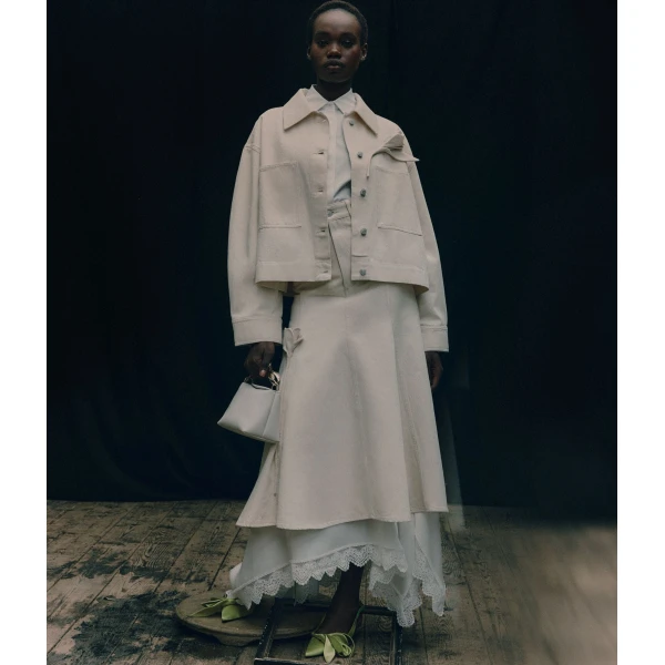 Erdem Floral Appliqué Denim Cropped Jacket - Jackets - British Romantic Luxury at Coveti