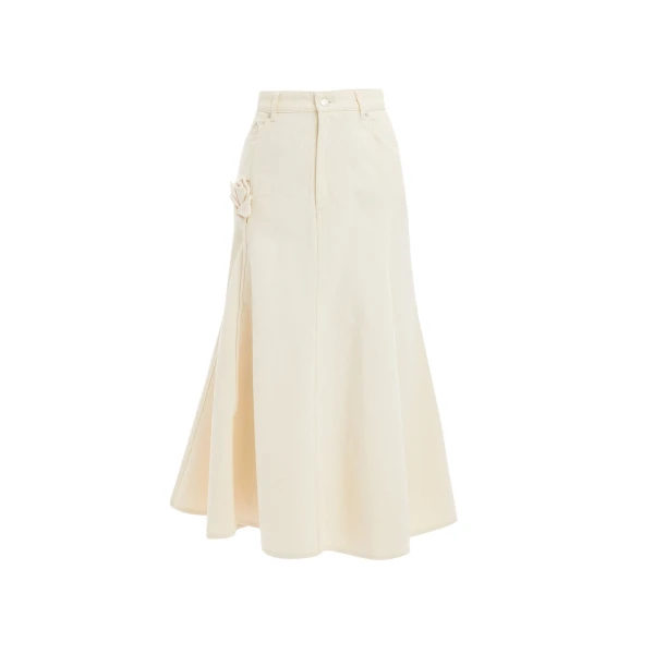Erdem Denim Flared Midi Skirt - Skirts - British Romantic Luxury at Coveti