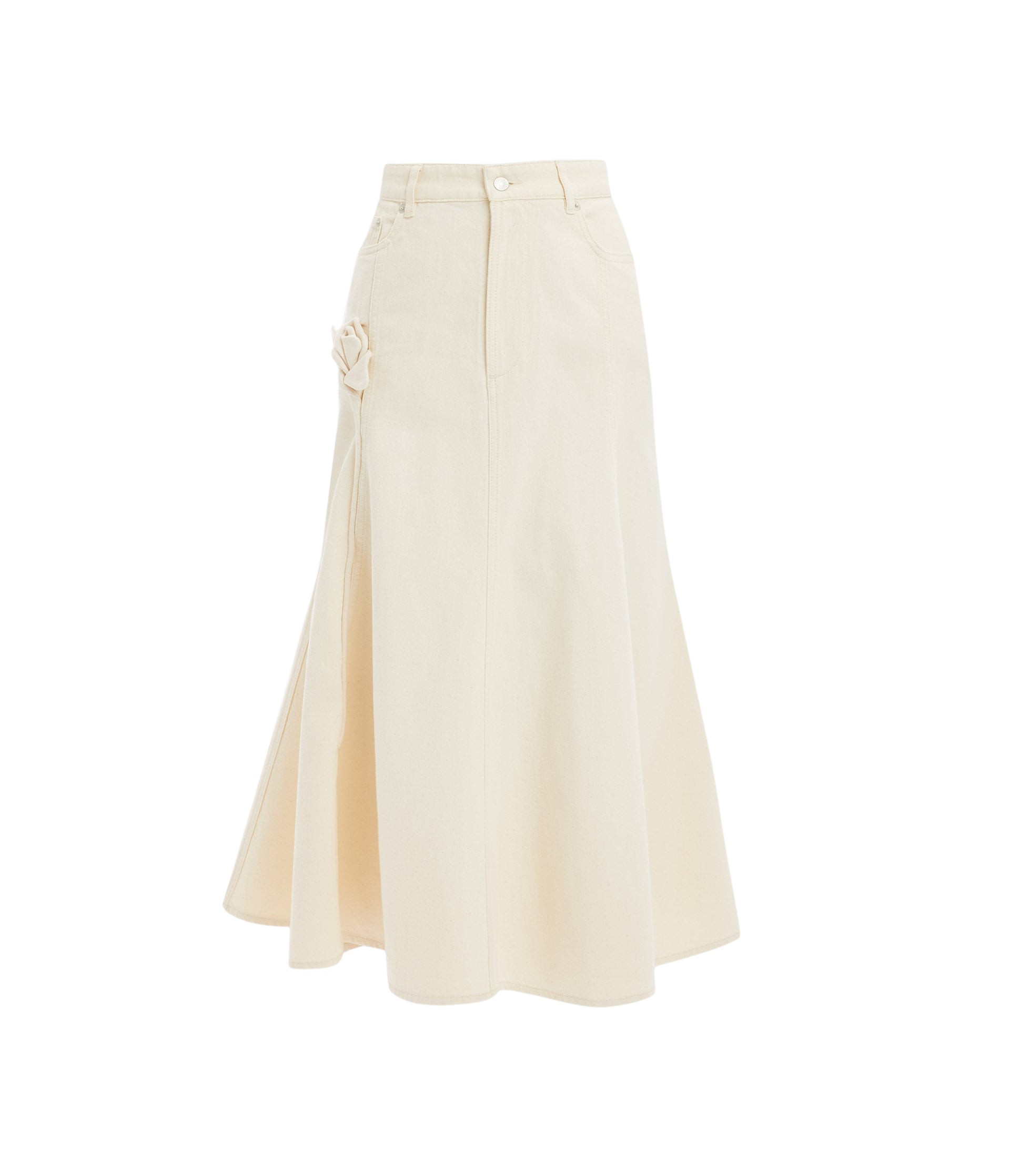 Erdem Denim Flared Midi Skirt - Skirts - British Romantic Luxury at Coveti
