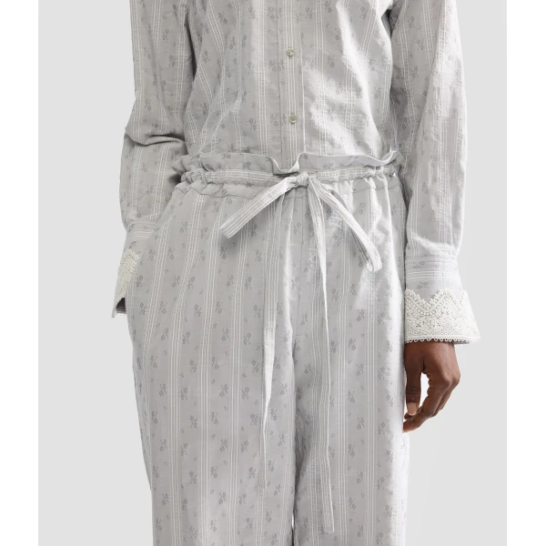 Erdem Ditsy Cotton Stripe Drawstring Trouser - Pants - British Romantic Luxury at Coveti