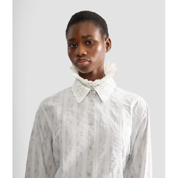 Erdem Ditsy Cotton Stripe Long Sleeve Mini Shirt Dress - Dresses - British Romantic Luxury at Coveti