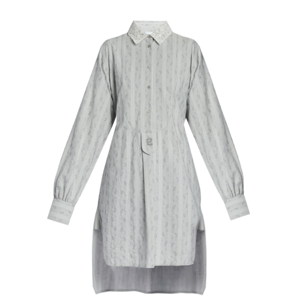 Erdem Ditsy Cotton Stripe Long Sleeve Mini Shirt Dress - Dresses - British Romantic Luxury at Coveti